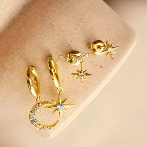 Orecchini Bambina Stella Oro Giallo 750 con Zirconi, orecchini bambina Orecchini Bambina Stella Oro Giallo 750 con Zirconi, orecchini bambina