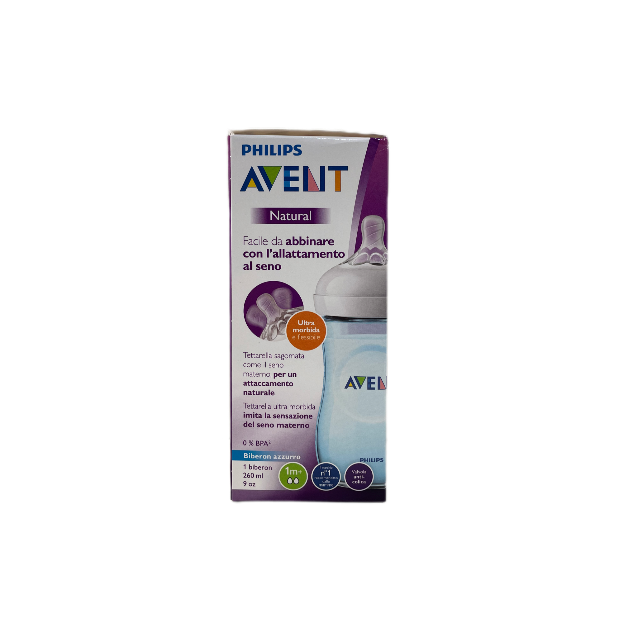 Avent Biberon Natural Azzurro - 260 ml - Baby House Shop